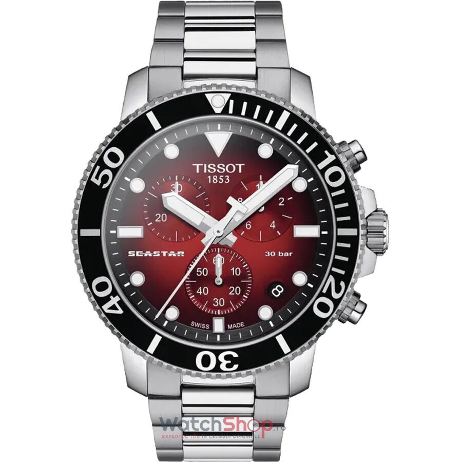 Ceas Tissot Original Barbatesc Lux Rosu SEASTAR 1000 T1204171142100 Cronograf Quartz cu Comanda Online